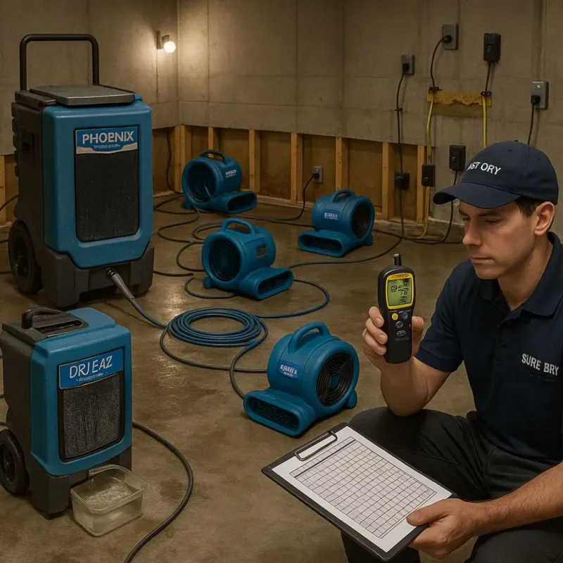 Structural Drying and Dehumidification process in Quanah, TX